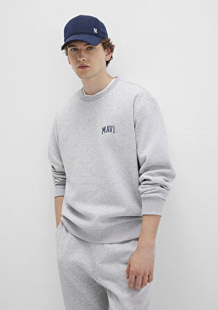 Mavi Logo Baskılı Gri Sweatshirt 0611716-80018