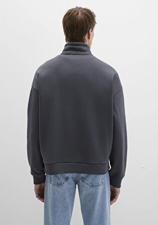 Mavi Logo Baskılı Yarı Fermuarlı Antrasit Sweatshirt 0S10208-80106