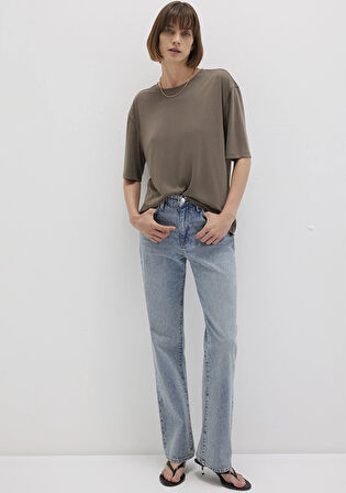 Kahverengi TENCEL TM Modal Basic Tişört 1611897-83866