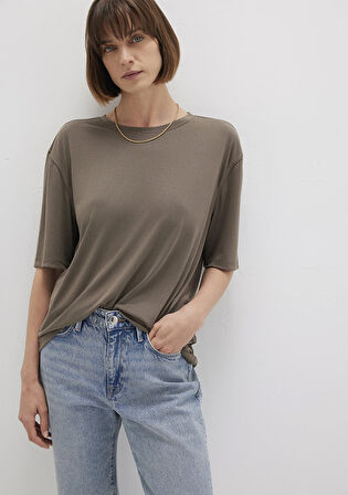 Kahverengi TENCEL TM Modal Basic Tişört 1611897-83866