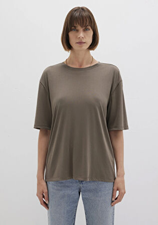 Kahverengi TENCEL TM Modal Basic Tişört 1611897-83866