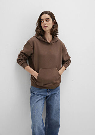 Kapüşonlu Kahverengi Basic Sweatshirt 167299-81959