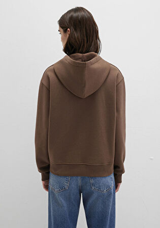 Kapüşonlu Kahverengi Basic Sweatshirt 167299-81959