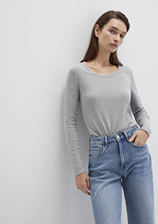 Uzun Kollu Gri Basic Tişört 1613323-83096