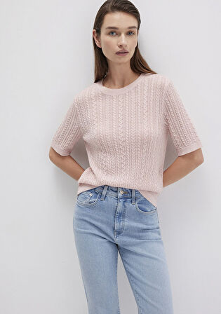 Kısa Kollu Pembe Kazak 1710702-90663