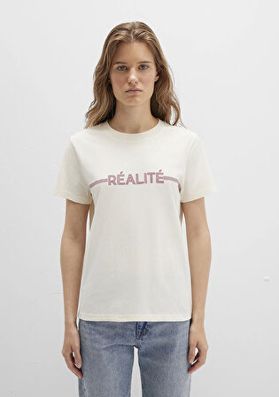 Baskılı Bej Tişört 1613348-70072