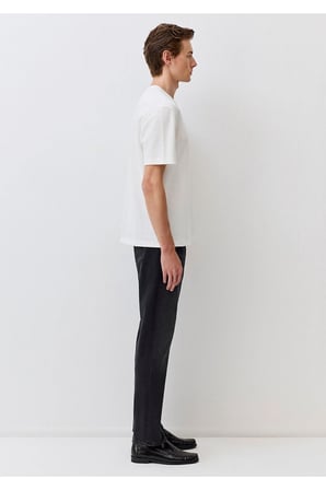 Cep Detaylı Ekru Basic Tişört Loose Fit / Bol Rahat Kesim 0612889-70057