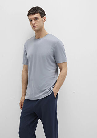 Bisiklet Yaka Mavi Basic Tişört 0612865-86584