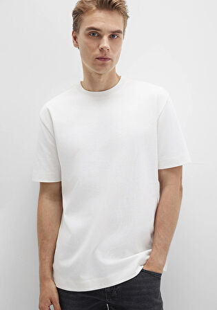 Bisiklet Yaka Ekru Basic Tişört 0612864-70057