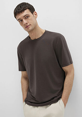 Bisiklet Yaka Kahverengi Basic Tişört 0612865-70219