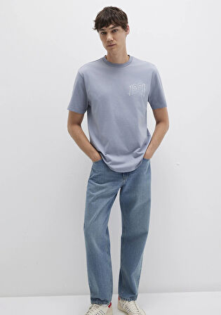 1991 Baskılı Mavi Tişört 0612908-86584