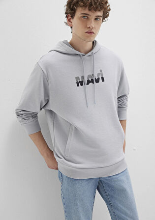 Mavi Logo Baskılı Gri Sweatshirt 0S10395-70075