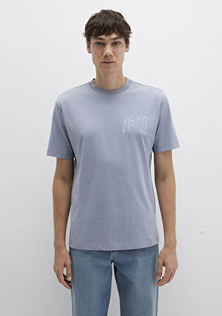 1991 Baskılı Mavi Tişört 0612908-86584