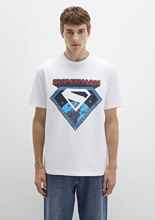 Superman Baskılı Beyaz Tişört 0612917-620