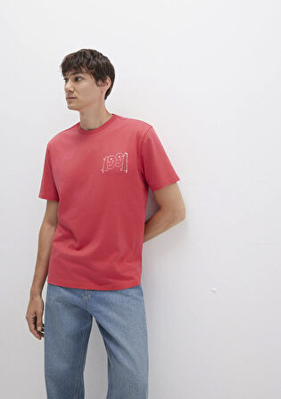 1991 Baskılı Pembe Tişört 0612908-71079