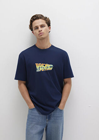 Back To The Future Baskılı Mavi Tişört 0612925-89353