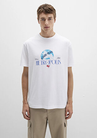 Superman Baskılı Beyaz Tişört 0612918-620