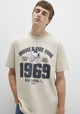 Snoopy Baskılı Beyaz Tişört 0612928-70322