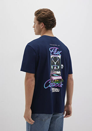 Back To The Future Baskılı Mavi Tişört 0612925-89353