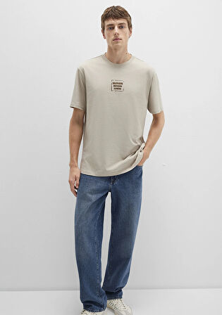 Baskılı Bej Tişört 0612837-70039