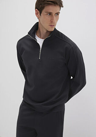 Yarı Fermuarlı Siyah Sweatshirt 0S10387-900