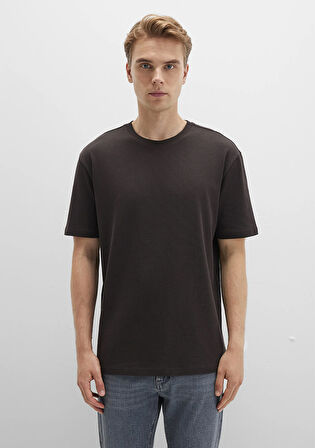 Bisiklet Yaka Kahverengi Basic Tişört 0611596-70219