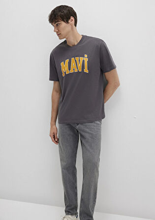 Mavi Logo Baskılı Gri Tişört 0611711-70088