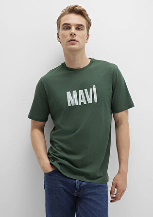 Mavi Logo Baskılı Yeşil Tişört 066842-71580