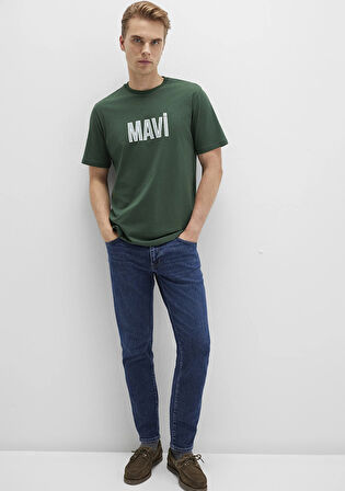 Mavi Logo Baskılı Yeşil Tişört 066842-71580