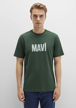 Mavi Logo Baskılı Yeşil Tişört 066842-71580