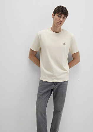 Mavi Logo İşlemeli Bej Basic Tişört 067074-70072