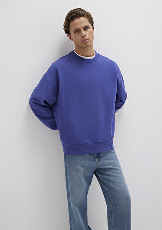 Bisiklet Yaka Mavi Sweatshirt 0S10415-70695