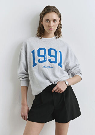 1991 Baskılı Gri Sweatshirt 1S10361-87033