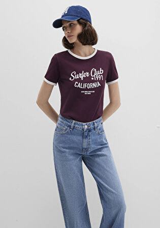 Baskılı Bordo Tişört 1613380-70434