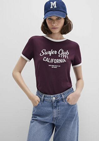 Baskılı Bordo Tişört 1613380-70434