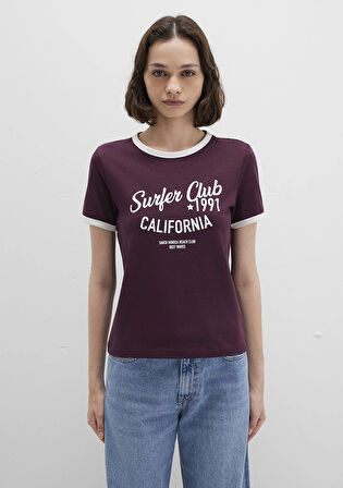 Baskılı Bordo Tişört 1613380-70434