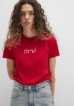 Mavi Baskılı Kırmızı Tişört 1613387-82054