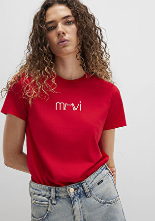 Mavi Baskılı Kırmızı Tişört 1613387-82054