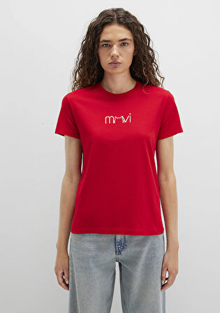 Mavi Baskılı Kırmızı Tişört 1613387-82054