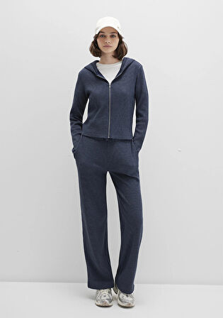 Fermuarlı Dokulu Lacivert Sweatshirt 1613383-32184