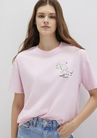 Baskılı Pembe Tişört 1613379-71007