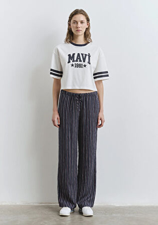 Mavi Logo Baskılı Beyaz Tişört 1613376-70057