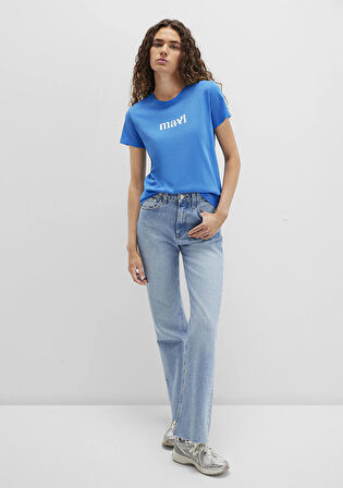 Mavi Kedi Baskılı Mavi Tişört 1613388-70902