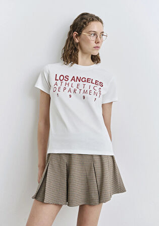 Baskılı Ekru Tişört 1613375-70057