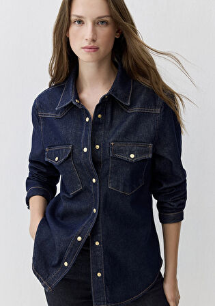 Angela Classic Denim Rinse Jean Gömlek 1210819-90120