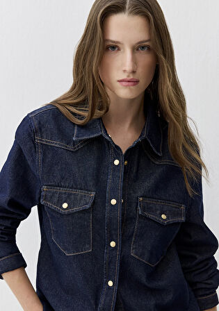 Angela Classic Denim Rinse Jean Gömlek 1210819-90120