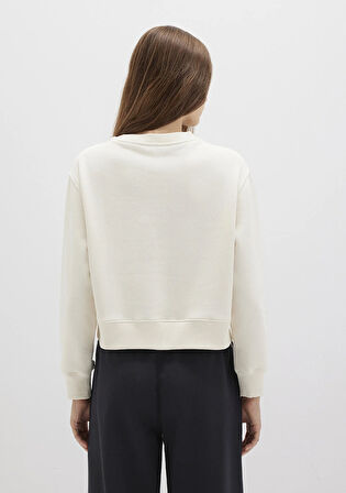 Bisiklet Yaka Ekru Sweatshirt 1S10387-70049