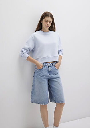Bisiklet Yaka Mavi Sweatshirt 1S10387-89201