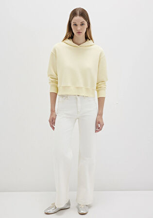 Kapüşonlu Sarı Sweatshirt 1S10386-71187
