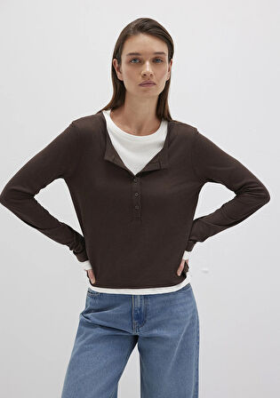Kahverengi Uzun Kollu Tişört 1613400-88067